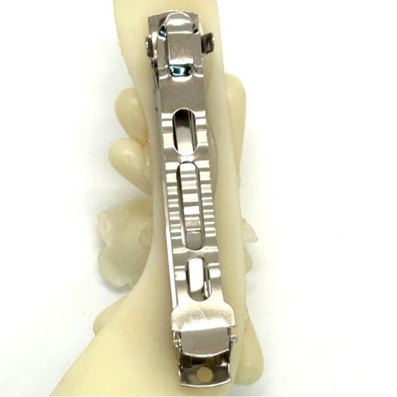 Vtg Ivory Bride Head Piece Acrylic Floral Faux Pearl Wedding Hairclip Barrette - Picture 6 of 12